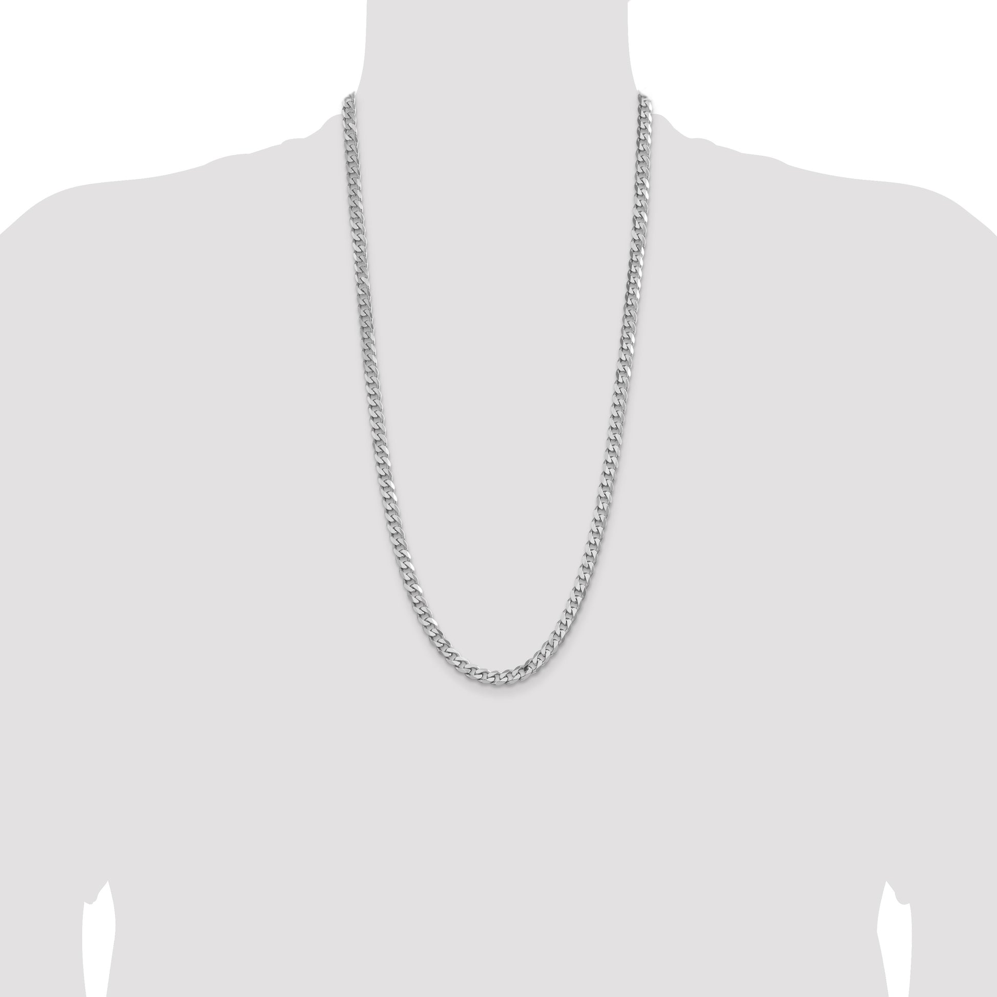 Sterling Silver Rhodium-plated 6.5mm Curb Chain