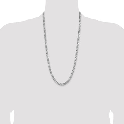 Sterling Silver Rhodium-plated 6.5mm Curb Chain