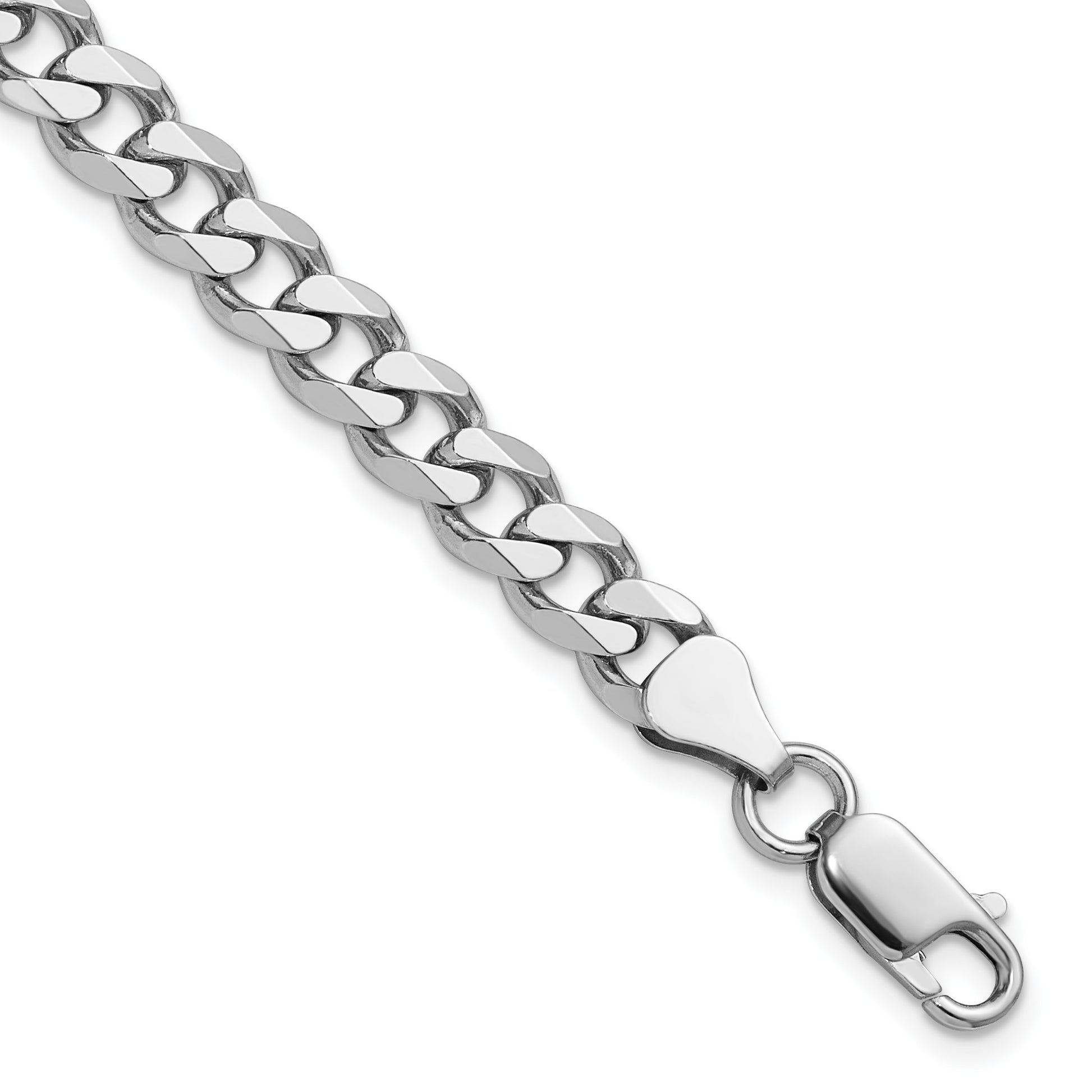 Sterling Silver Rhodium-plated 6.5mm Curb Chain