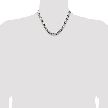 Sterling Silver Antiqued 7.5mm Curb Chain