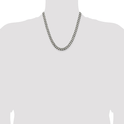 Sterling Silver Antiqued 7.5mm Curb Chain