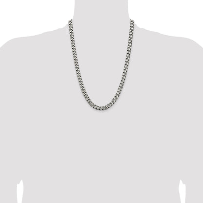 Sterling Silver Antiqued 7.5mm Curb Chain