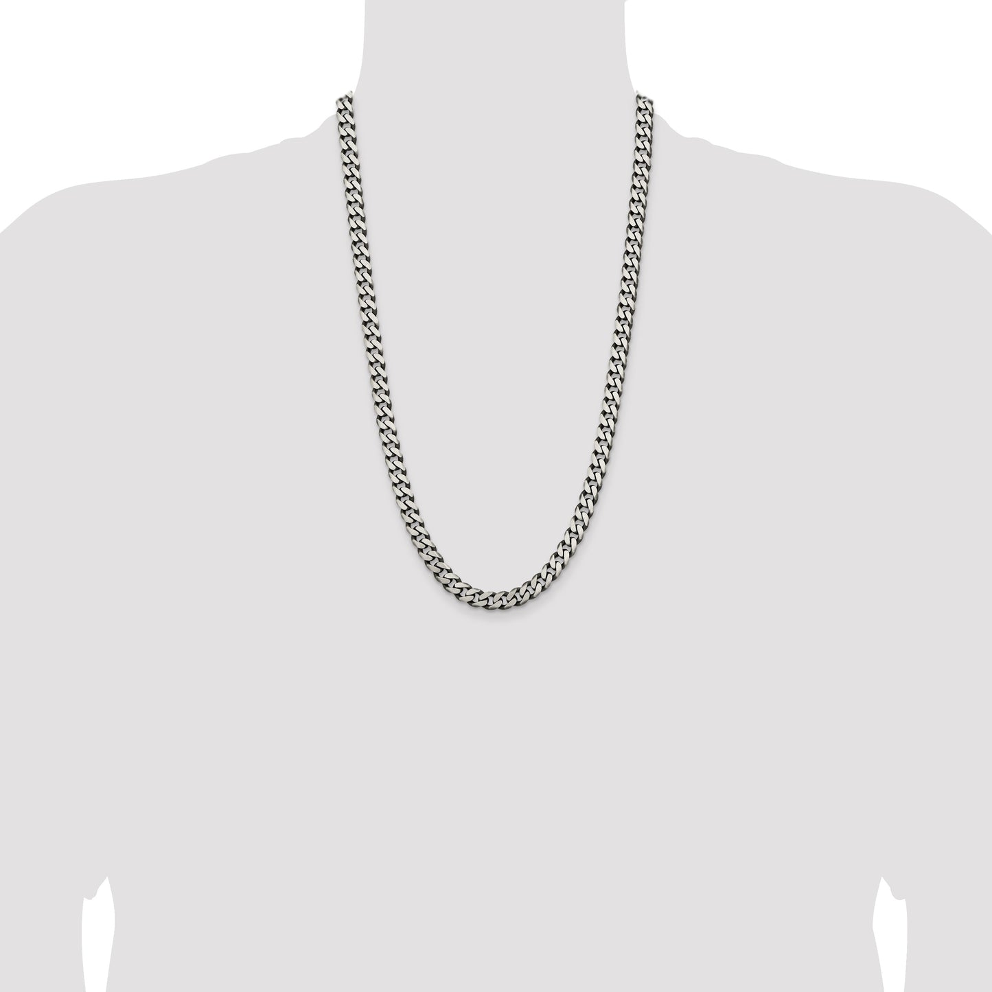 Sterling Silver Antiqued 7.5mm Curb Chain