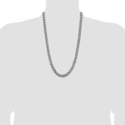 Sterling Silver Antiqued 7.5mm Curb Chain