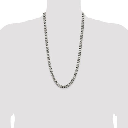 Sterling Silver Antiqued 7.5mm Curb Chain