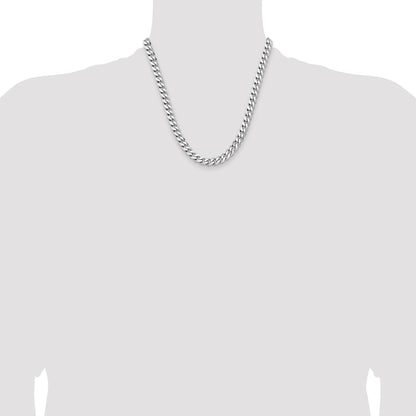 Sterling Silver Rhodium-plated 7.5mm Curb Chain