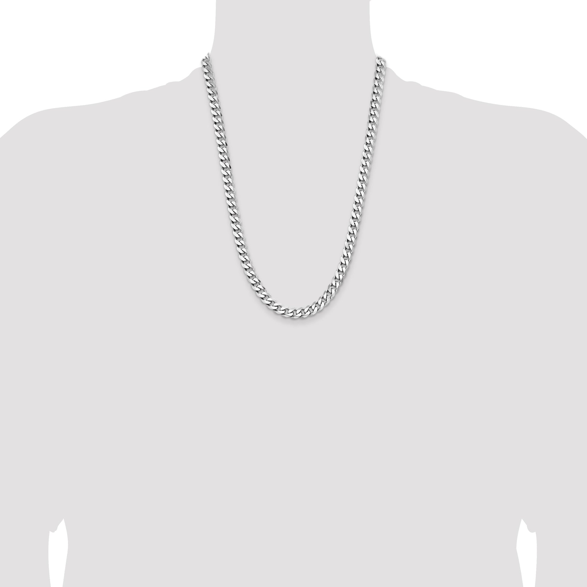 Sterling Silver Rhodium-plated 7.5mm Curb Chain