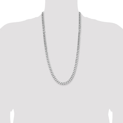 Sterling Silver Rhodium-plated 8.3mm Curb Chain