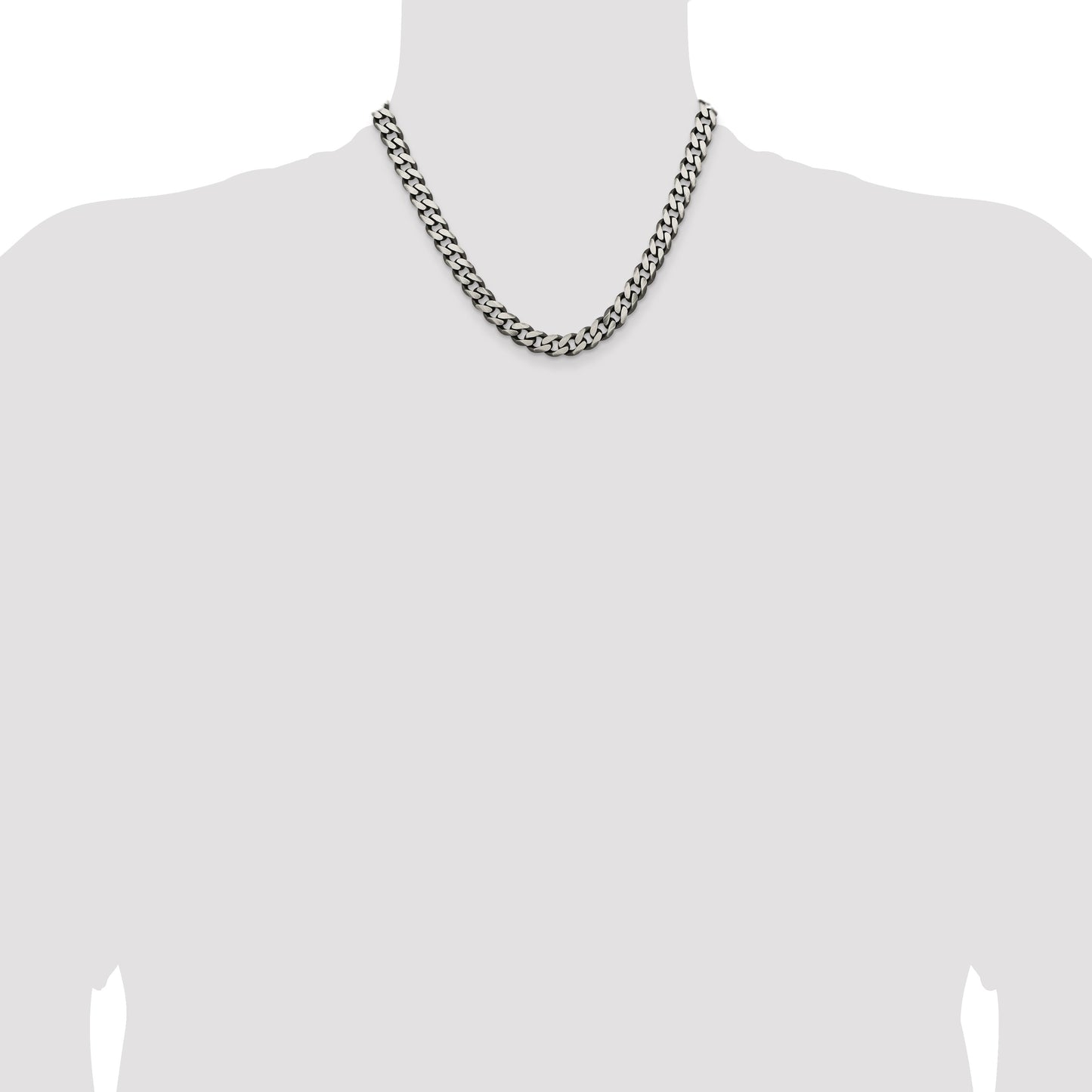Sterling Silver Antiqued 9.3mm Curb Chain