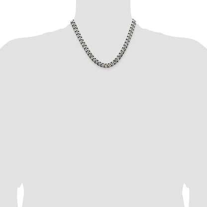 Sterling Silver Antiqued 9.3mm Curb Chain
