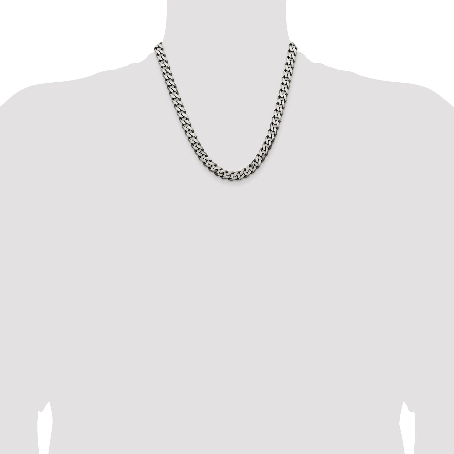 Sterling Silver Antiqued 9.3mm Curb Chain