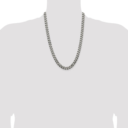 Sterling Silver Antiqued 9.3mm Curb Chain
