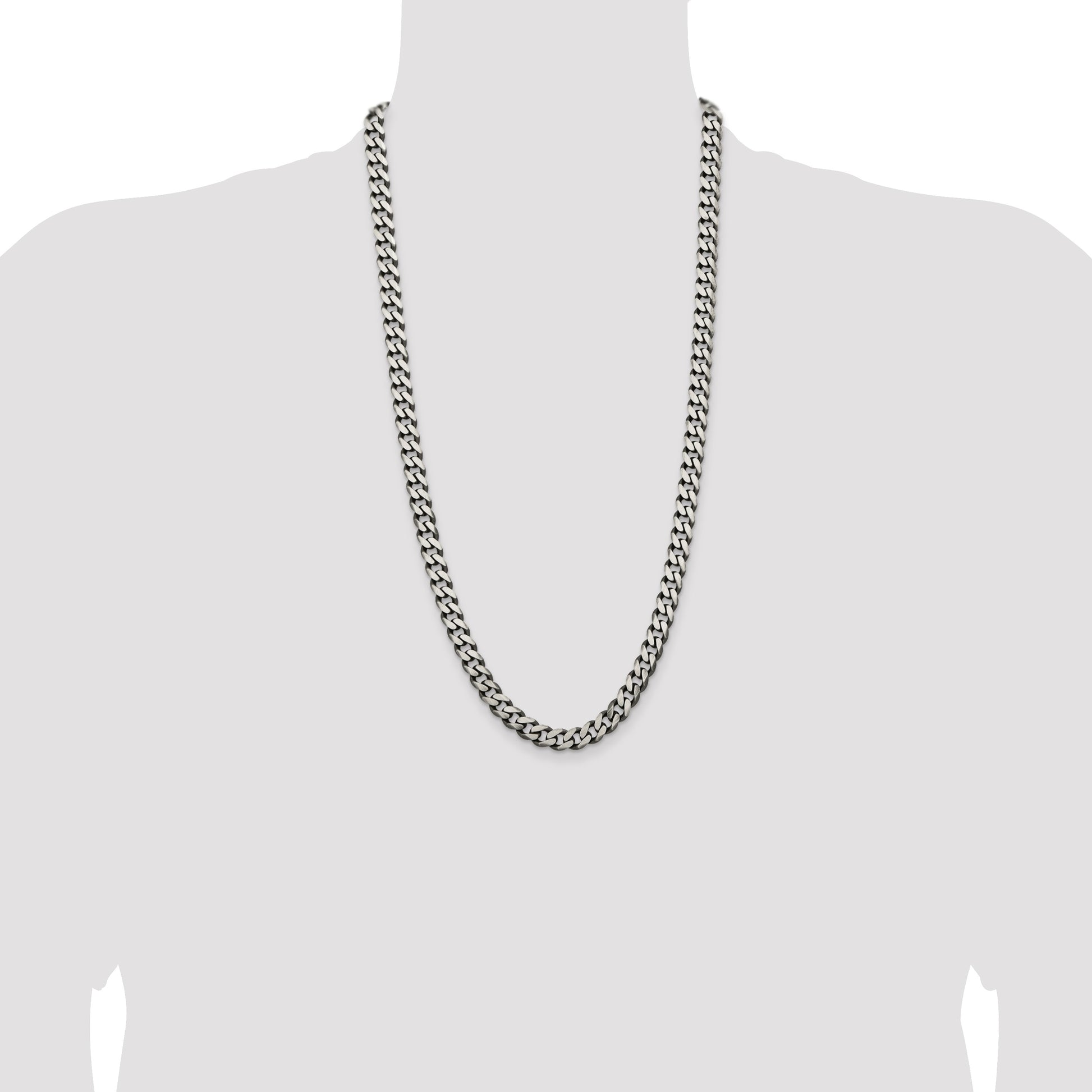Sterling Silver Antiqued 9.3mm Curb Chain