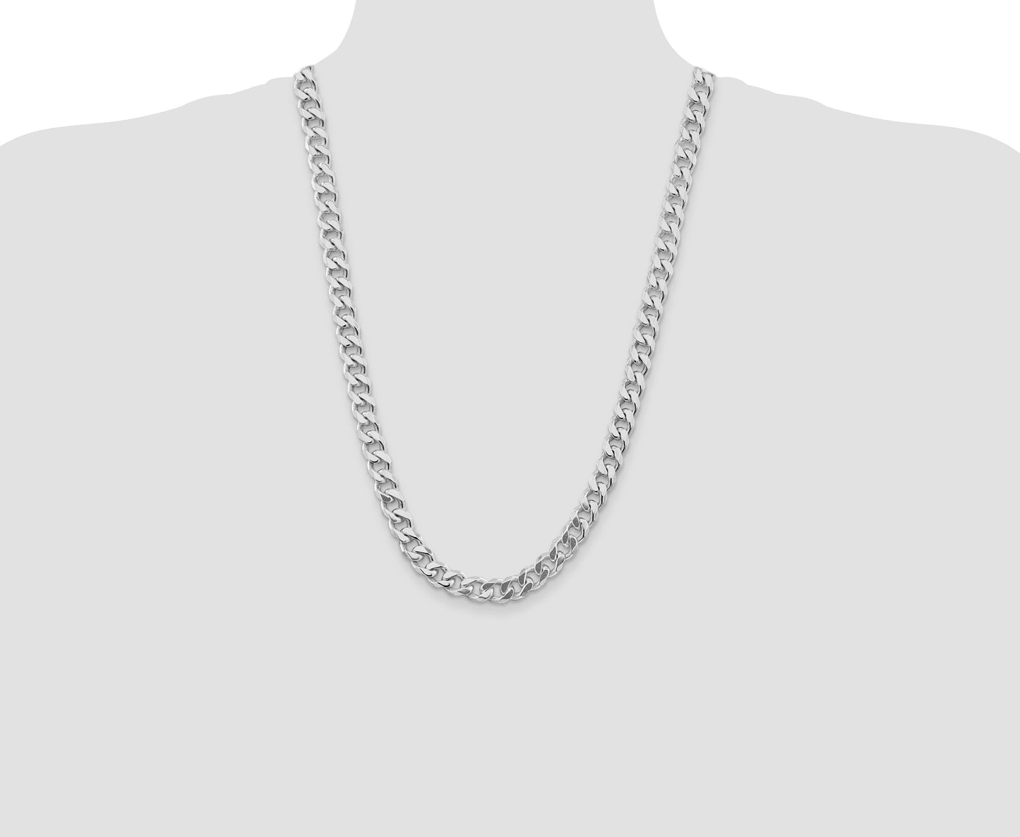 Sterling Silver Rhodium-plated 9.3mm Curb Chain