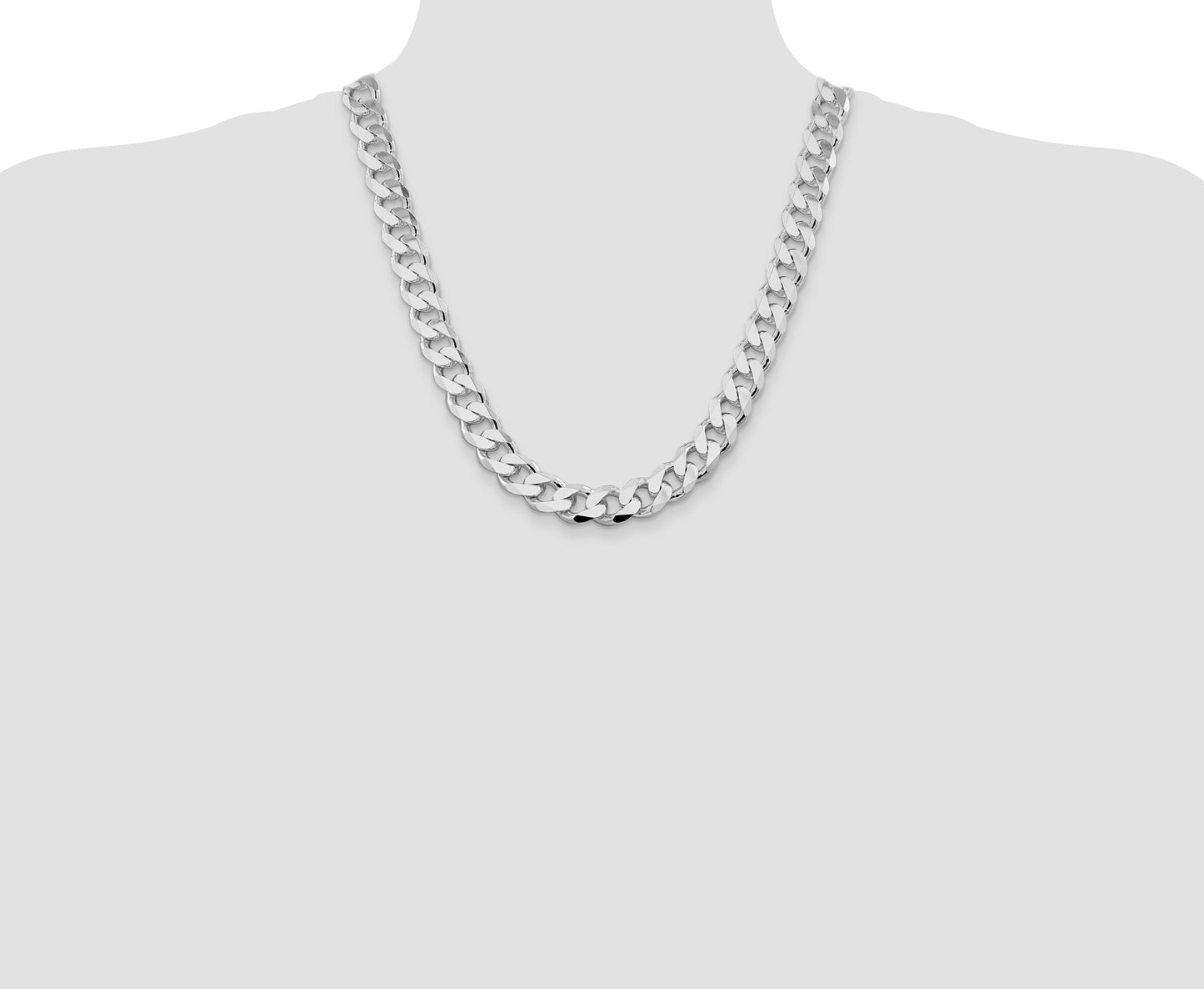 Sterling Silver Rhodium-plated 13mm Curb Chain