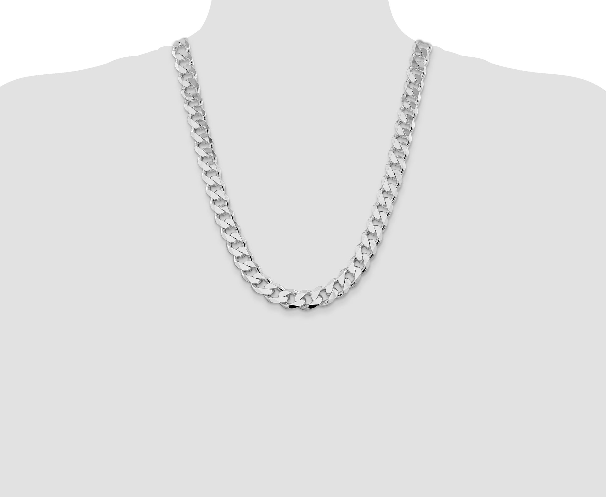 Sterling Silver Rhodium-plated 13mm Curb Chain