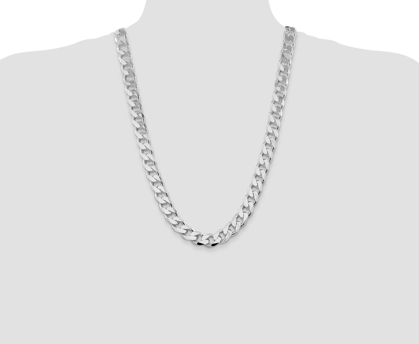 Sterling Silver Rhodium-plated 13mm Curb Chain