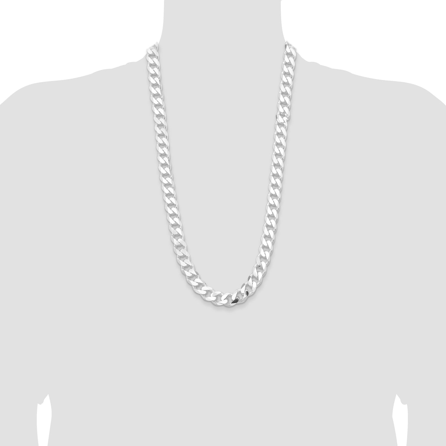 Sterling Silver Rhodium-plated 13mm Curb Chain