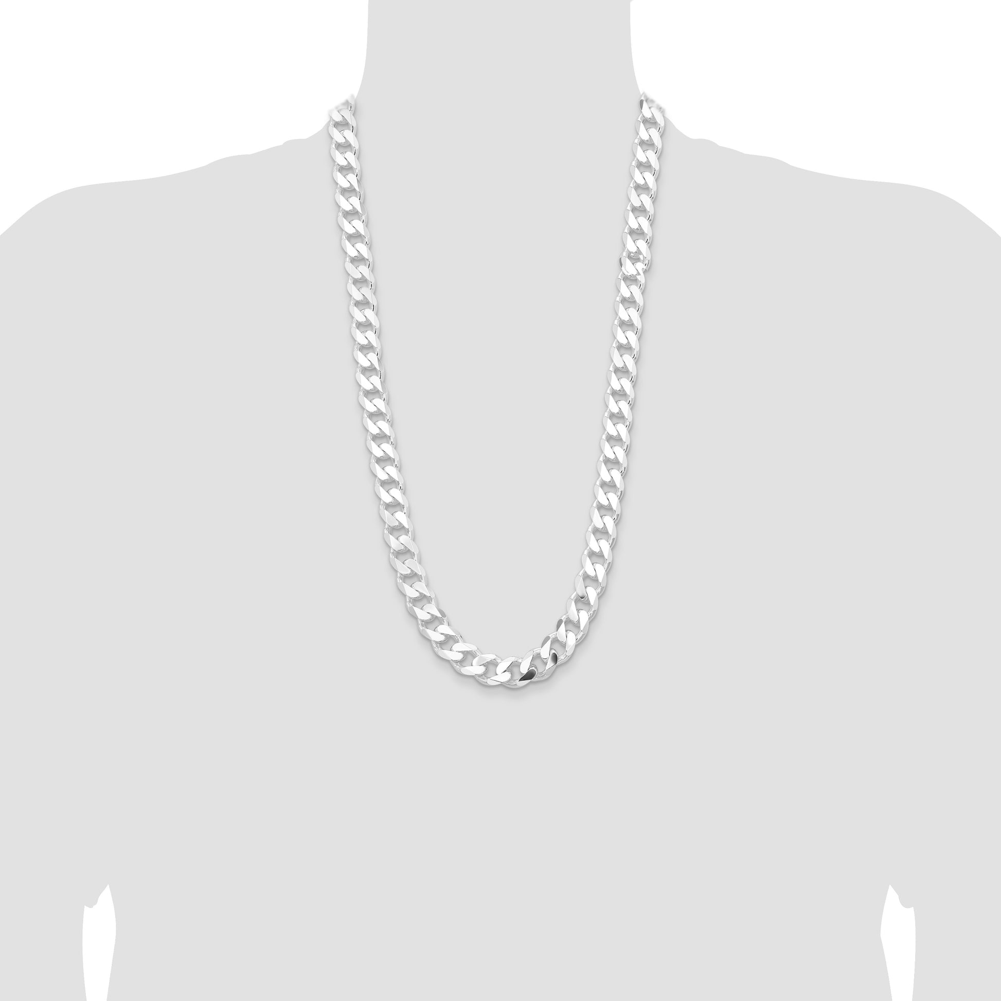 Sterling Silver Rhodium-plated 13mm Curb Chain