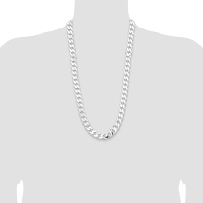 Sterling Silver Rhodium-plated 13mm Curb Chain