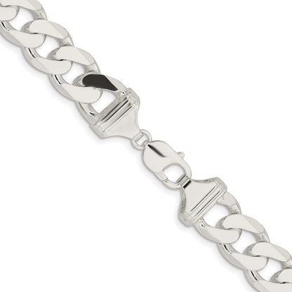 Sterling Silver Rhodium-plated 14.5mm Curb Chain