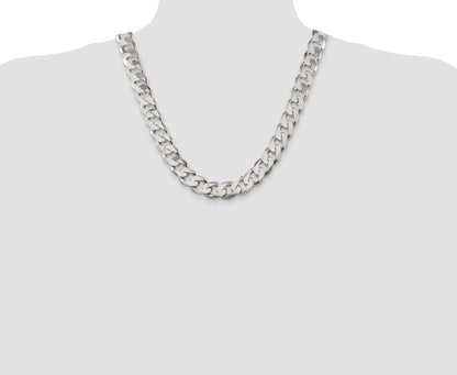 Sterling Silver Rhodium-plated 14.5mm Curb Chain