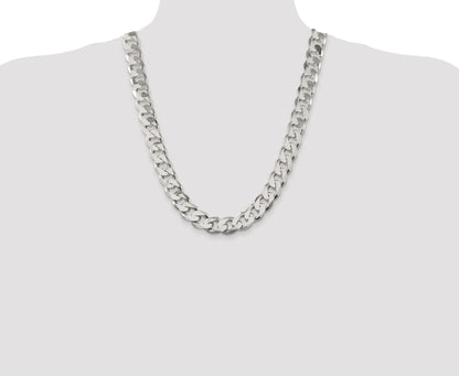 Sterling Silver Rhodium-plated 14.5mm Curb Chain