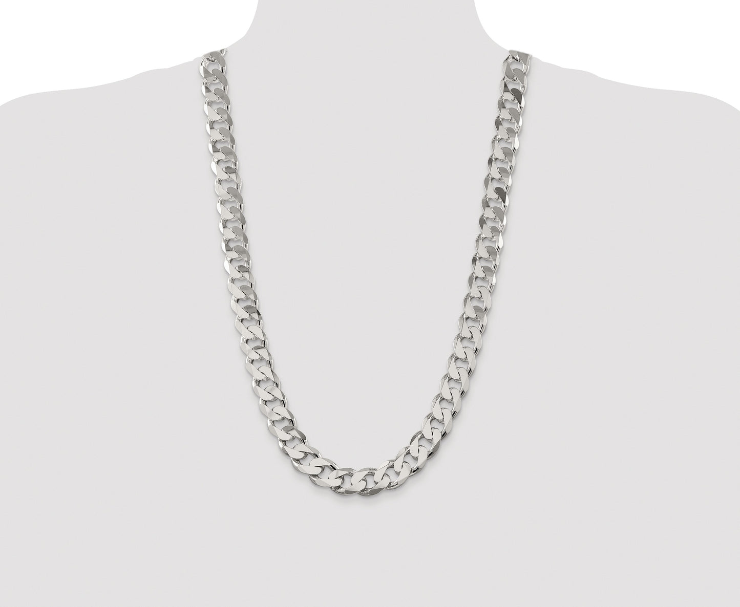 Sterling Silver Rhodium-plated 14.5mm Curb Chain