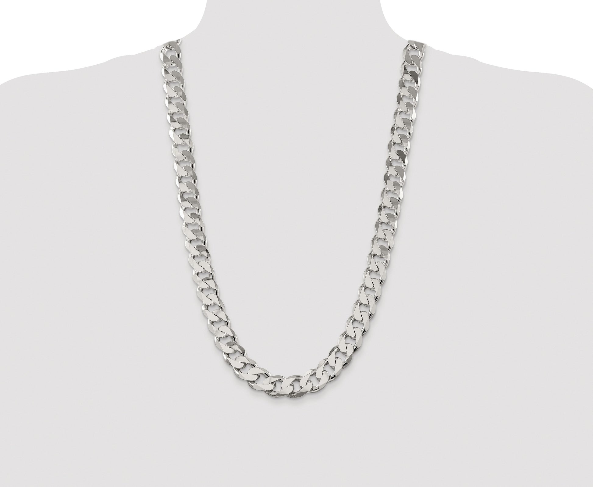 Sterling Silver Rhodium-plated 14.5mm Curb Chain