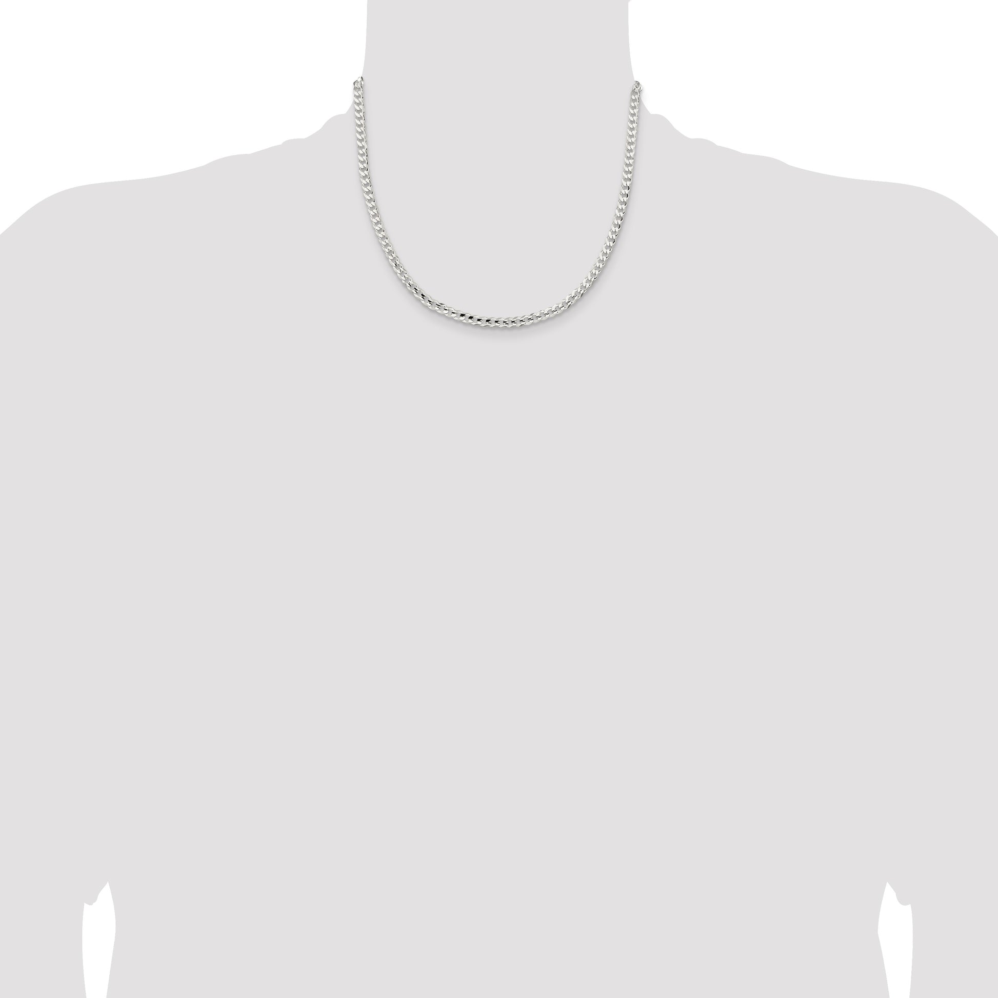 Sterling Silver 4.5mm Concave Beveled Curb Chain