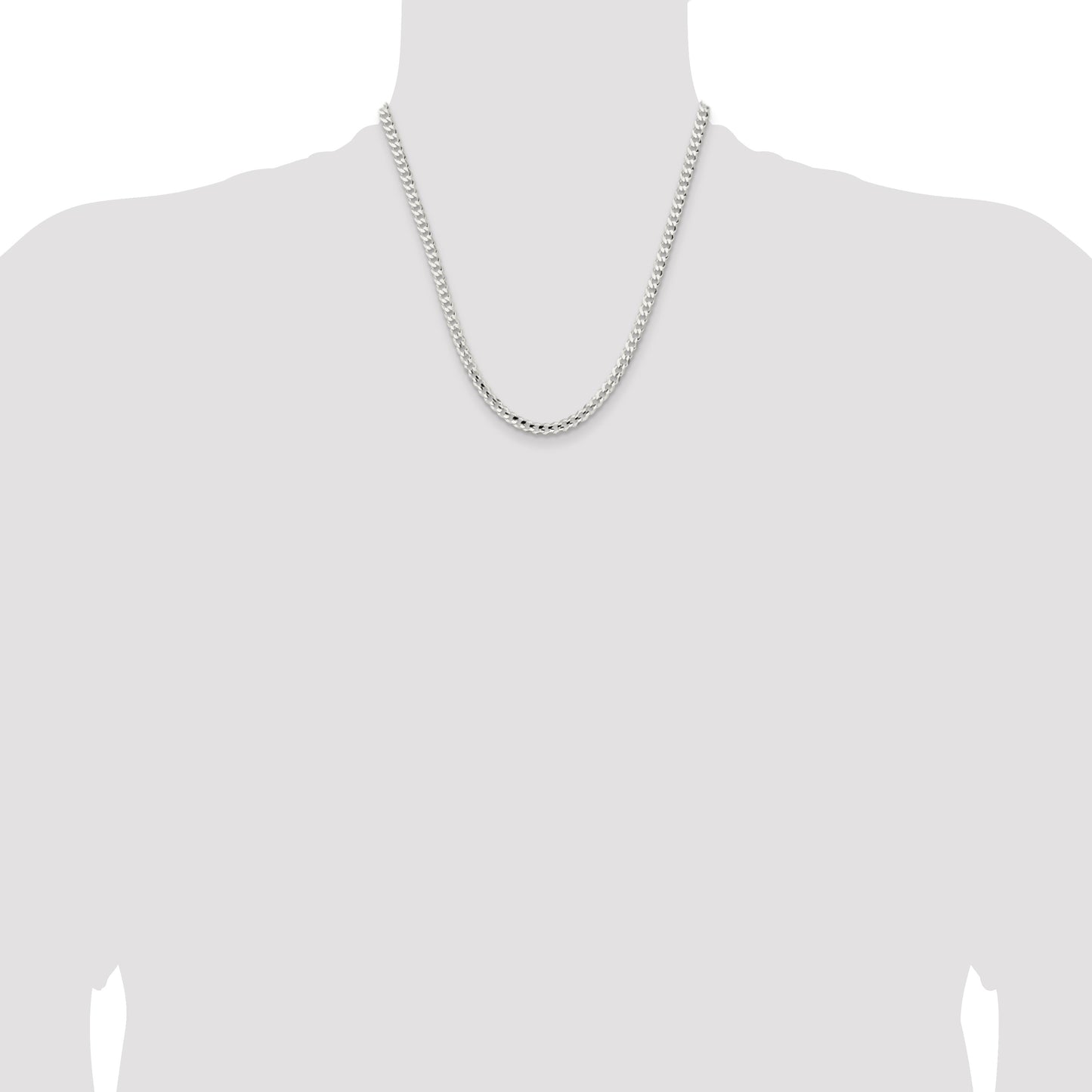 Sterling Silver 4.5mm Concave Beveled Curb Chain