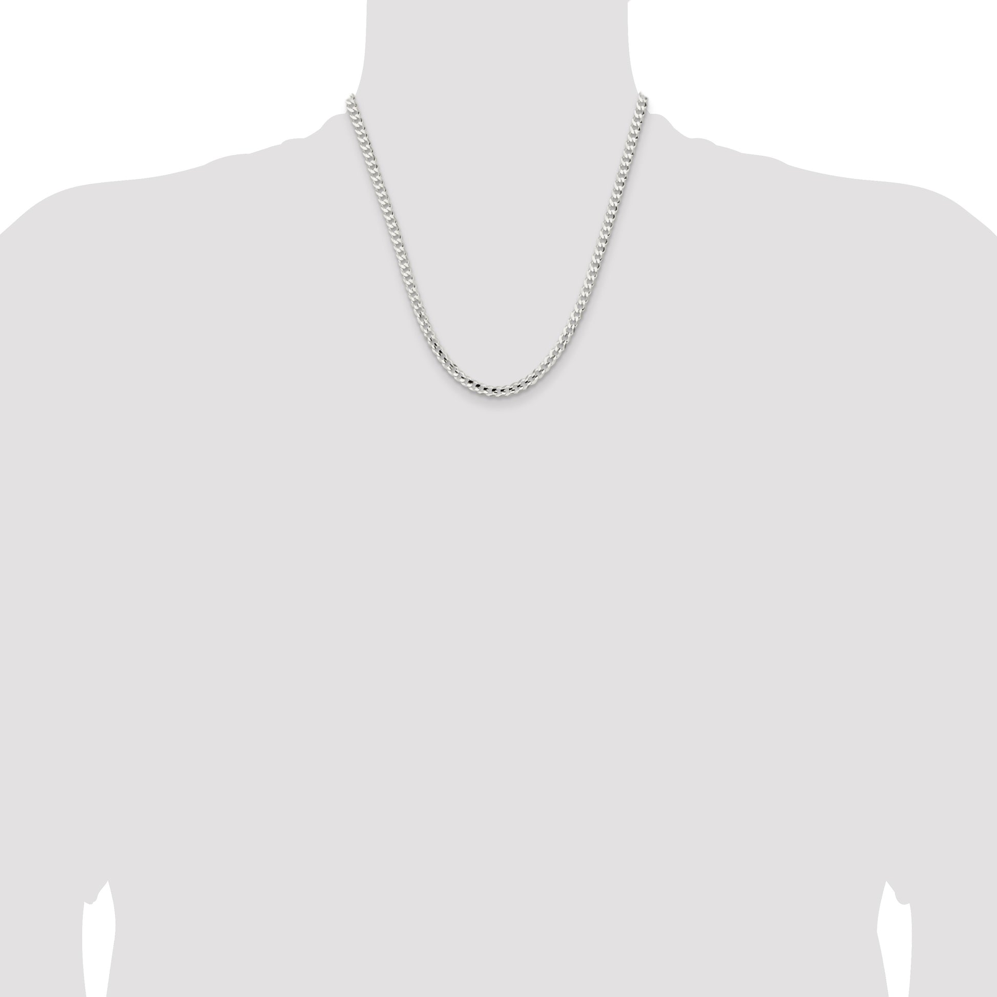 Sterling Silver 4.5mm Concave Beveled Curb Chain