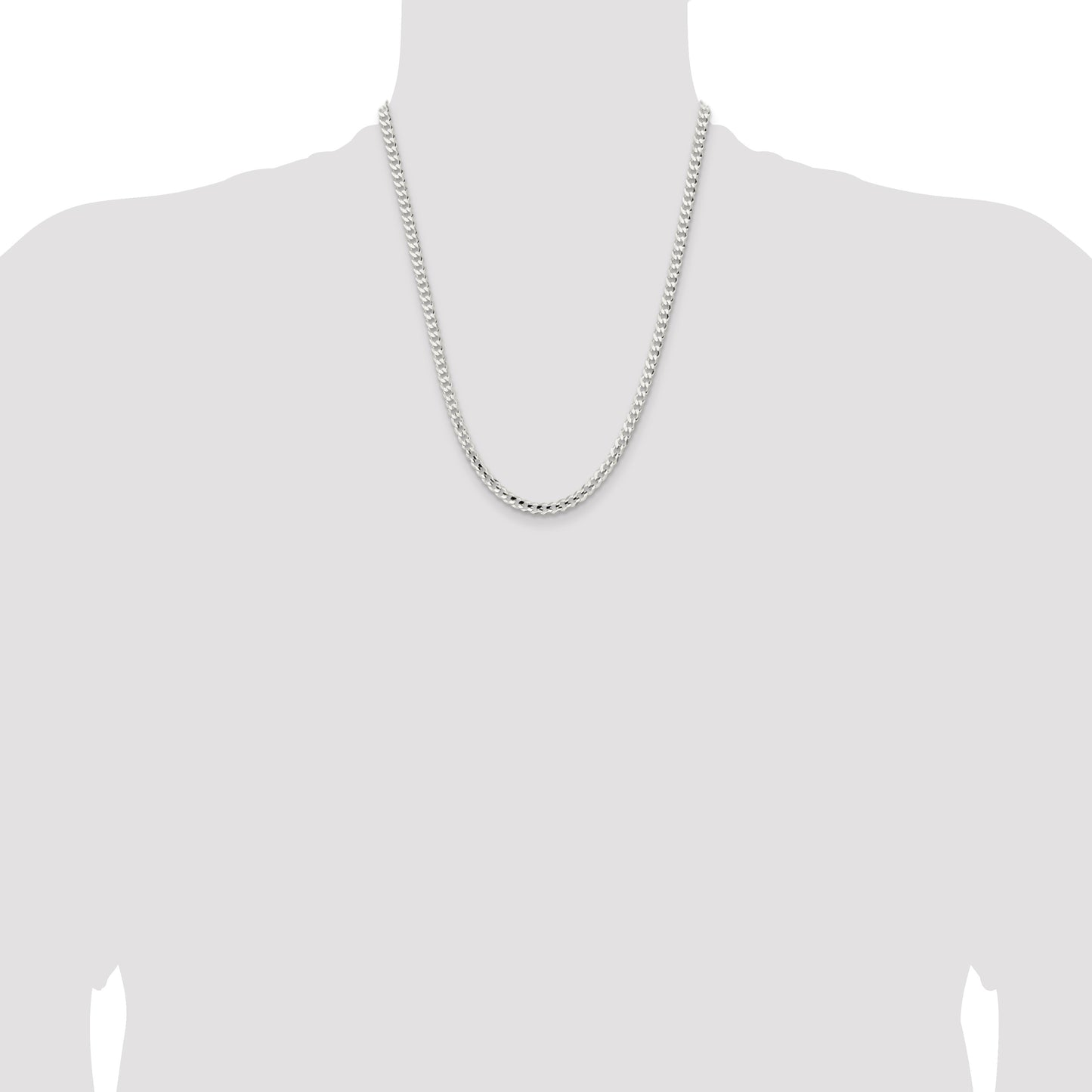 Sterling Silver 4.5mm Concave Beveled Curb Chain