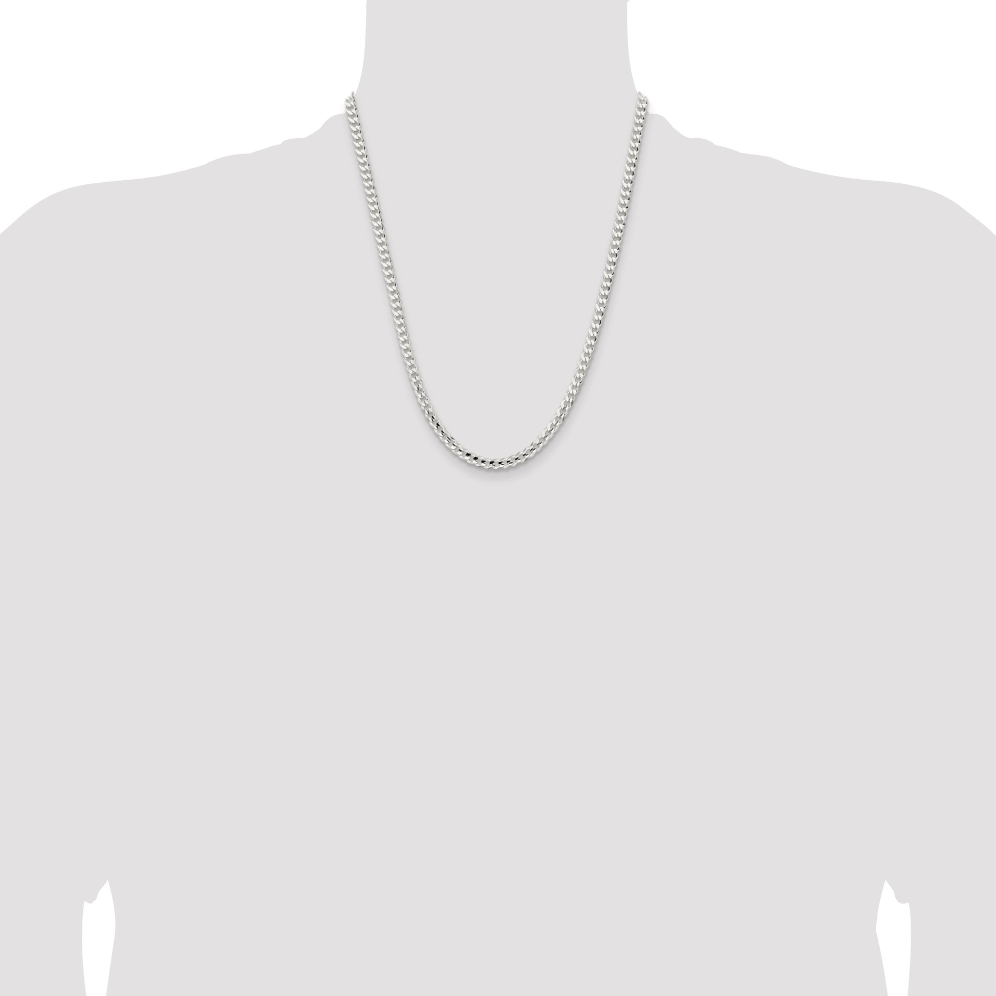 Sterling Silver 4.5mm Concave Beveled Curb Chain