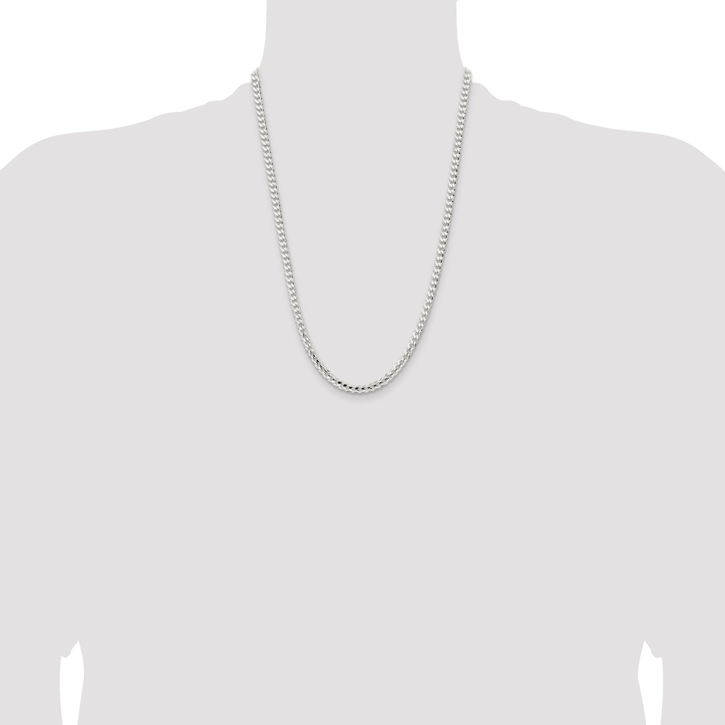 Sterling Silver 4.5mm Concave Beveled Curb Chain