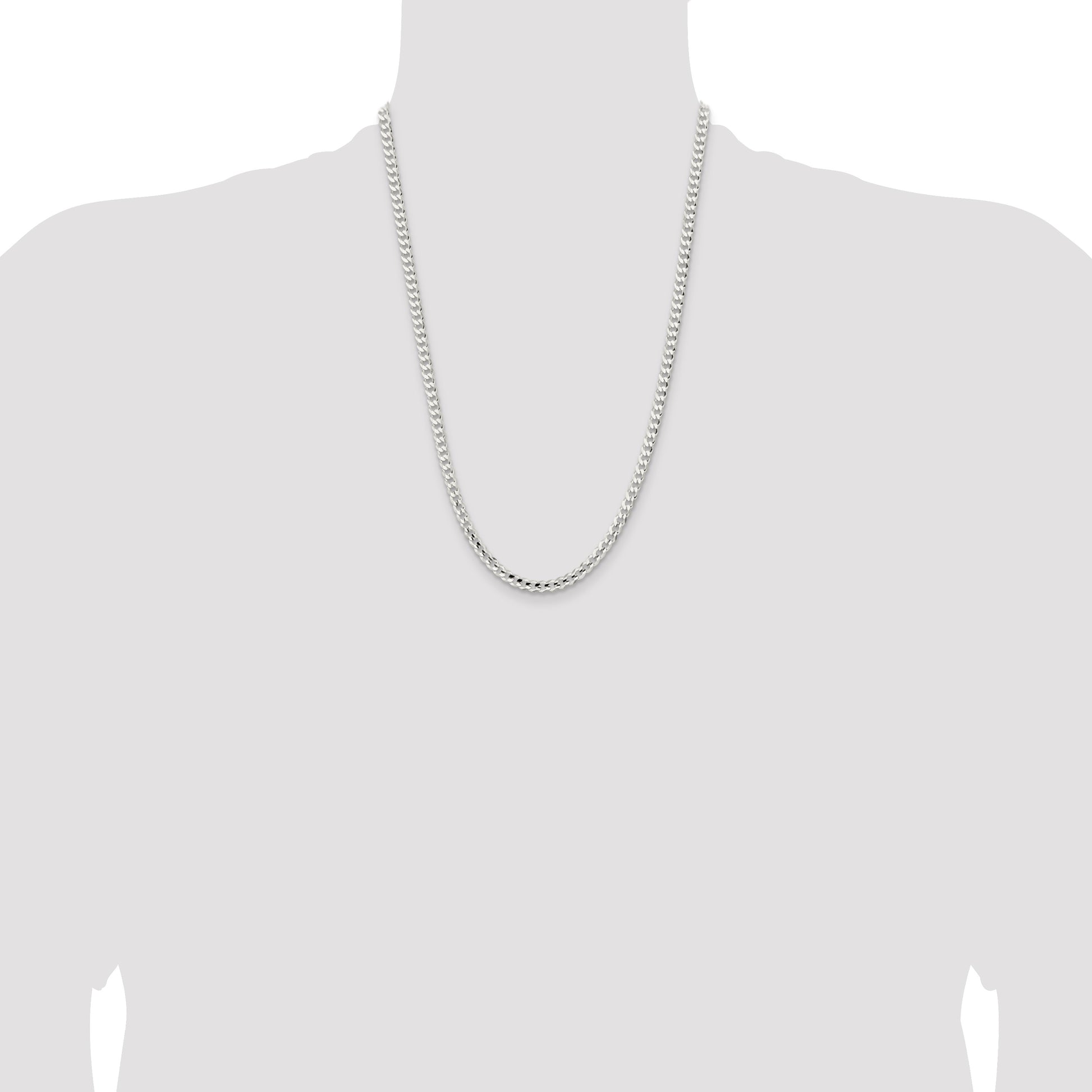 Sterling Silver 4.5mm Concave Beveled Curb Chain