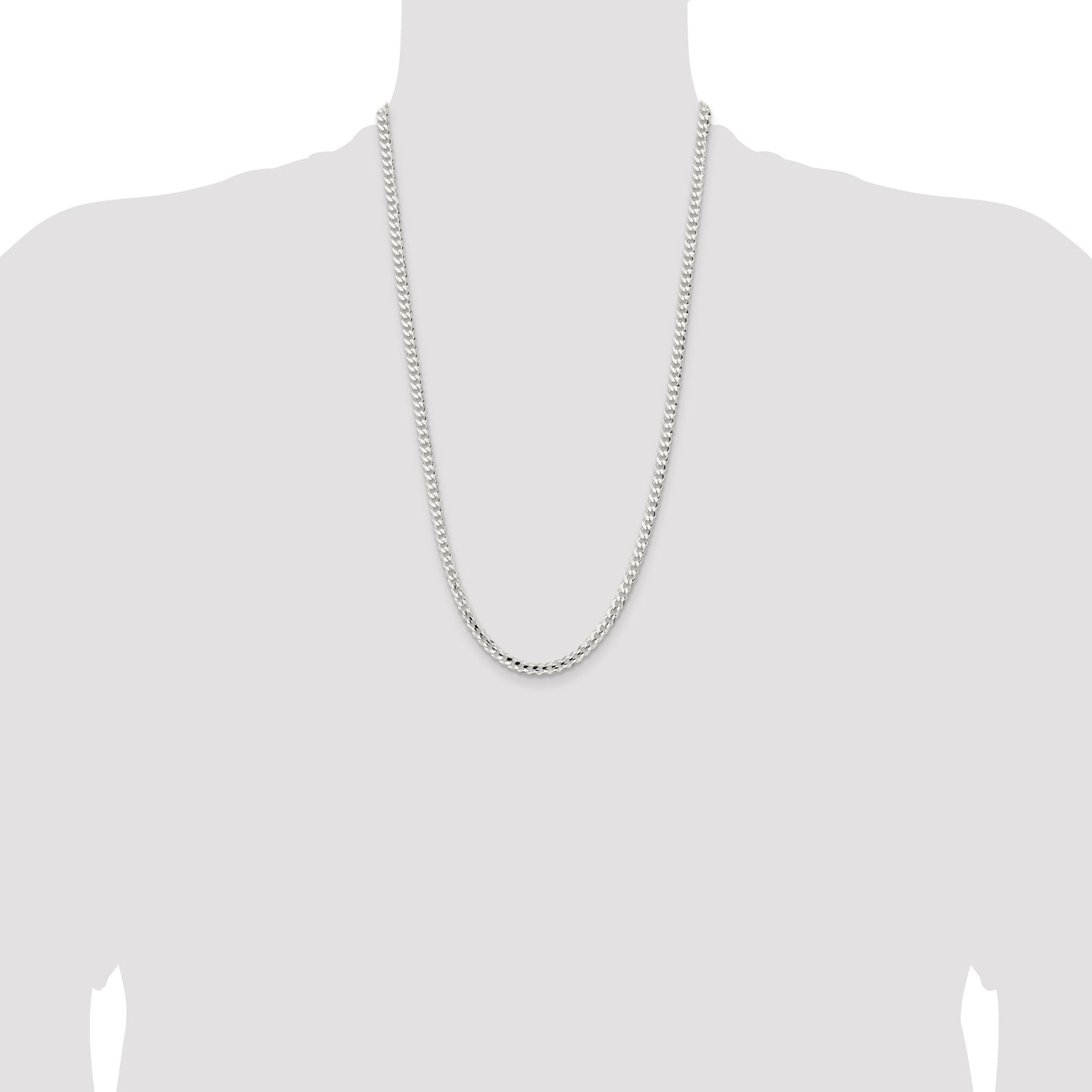 Sterling Silver 4.5mm Concave Beveled Curb Chain