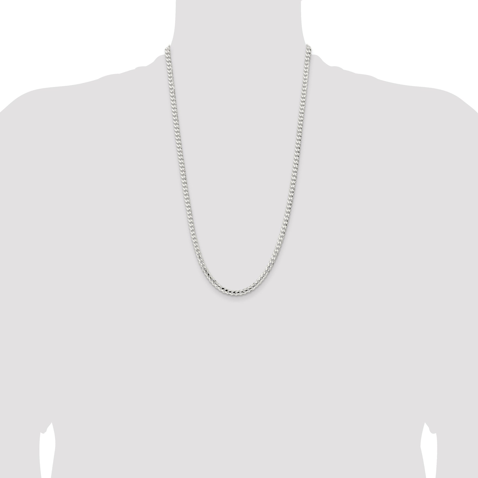 Sterling Silver 4.5mm Concave Beveled Curb Chain