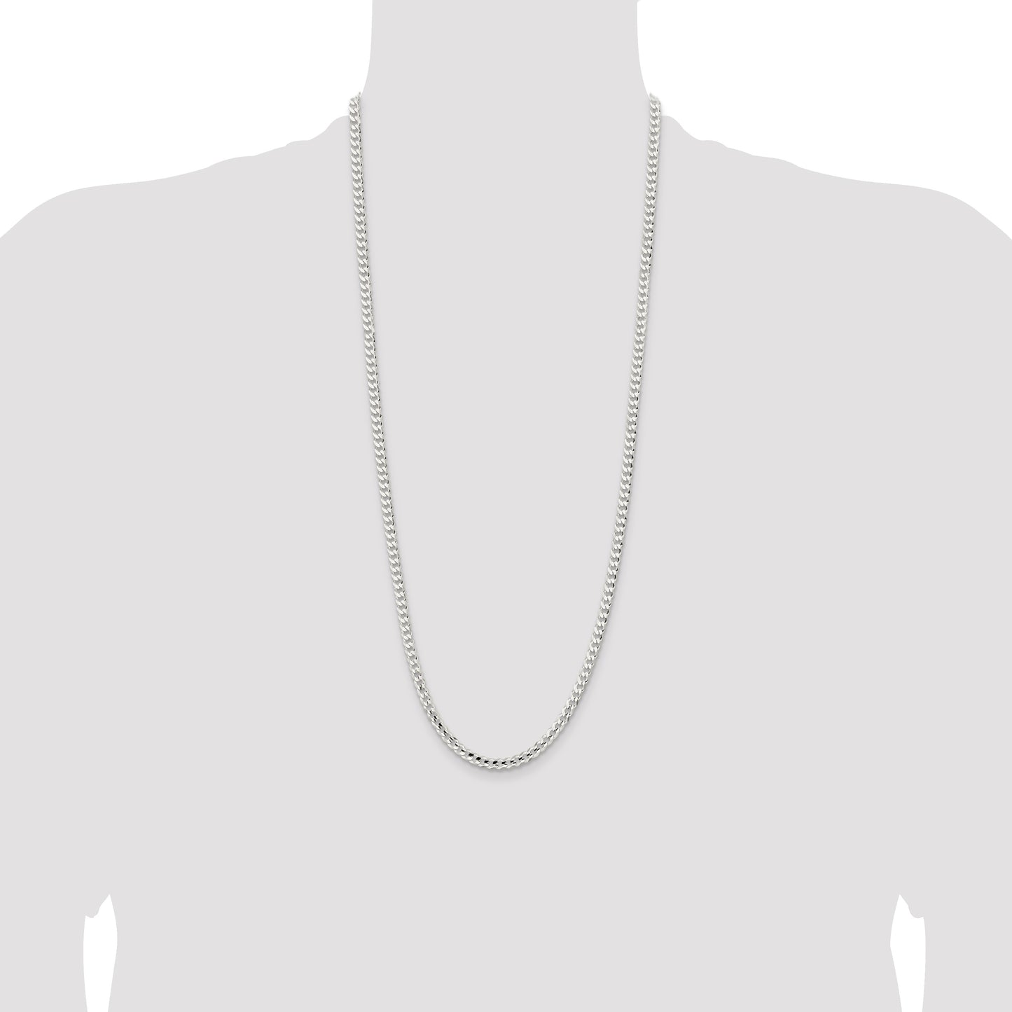 Sterling Silver 4.5mm Concave Beveled Curb Chain