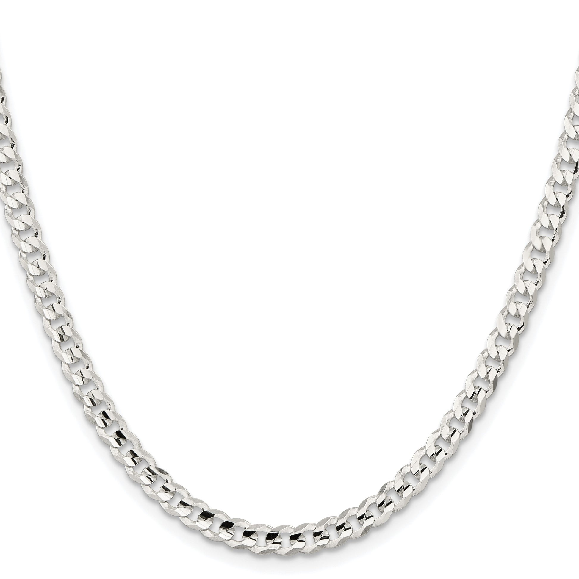 Sterling Silver Rhodium-plated 4.5mm Concave Beveled Curb Chain