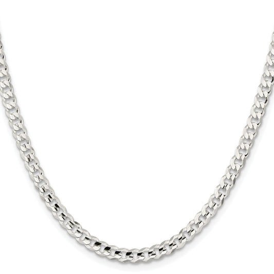 Sterling Silver Rhodium-plated 4.5mm Concave Beveled Curb Chain