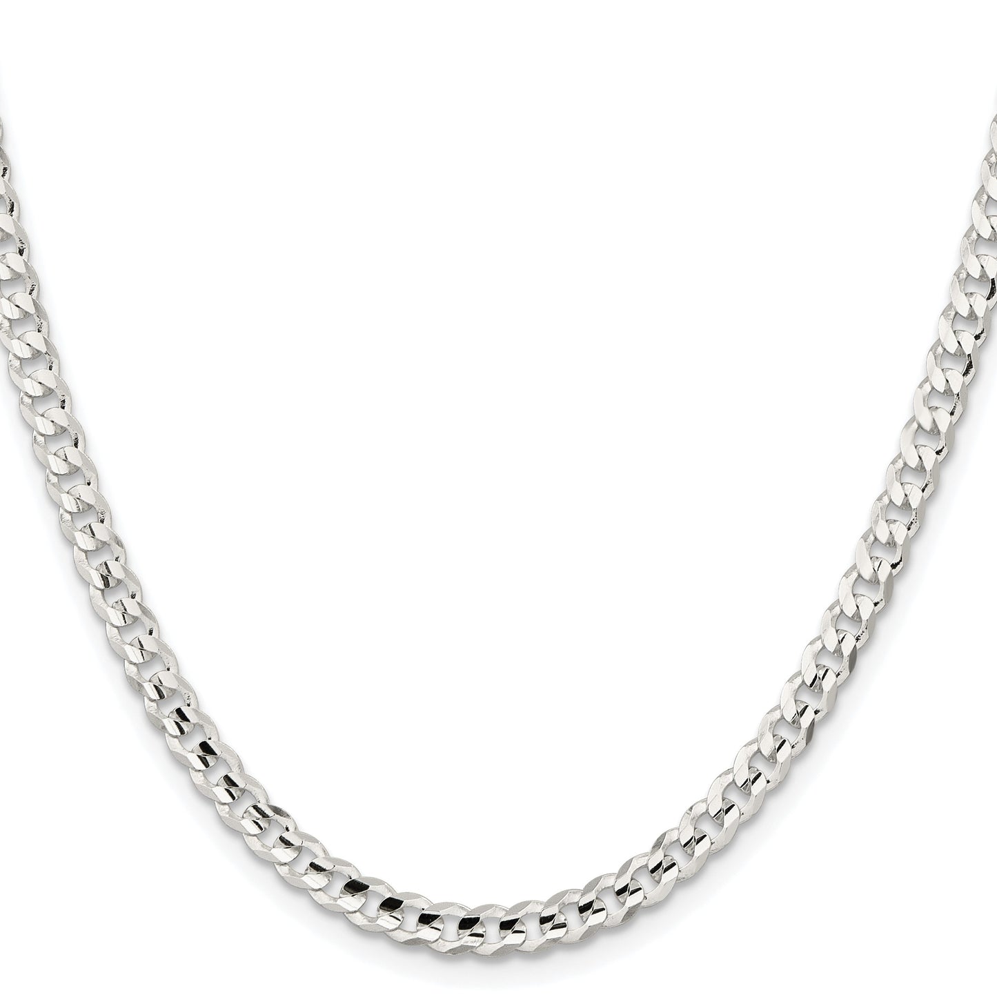 Sterling Silver Rhodium-plated 4.5mm Concave Beveled Curb Chain
