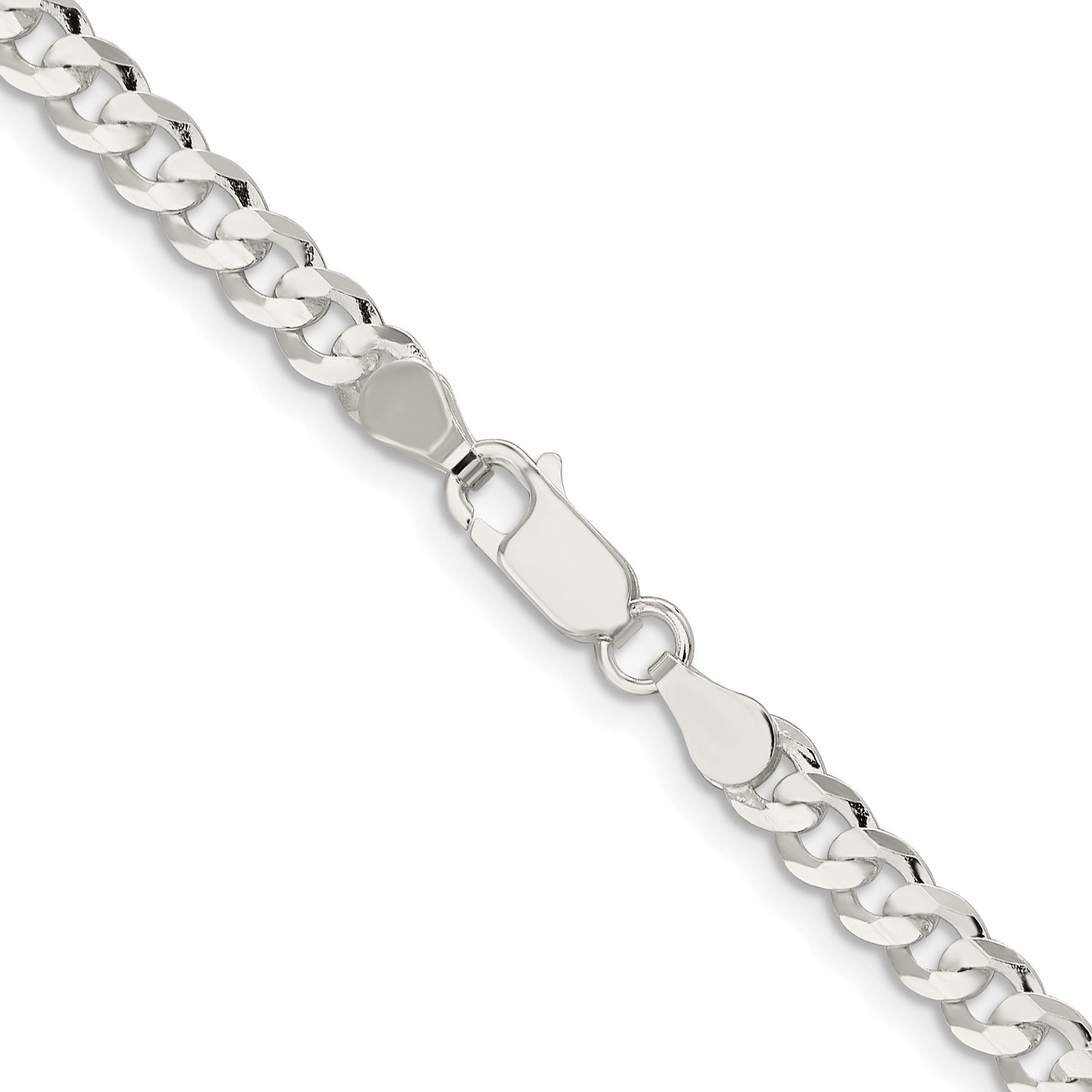 Sterling Silver Rhodium-plated 4.5mm Concave Beveled Curb Chain