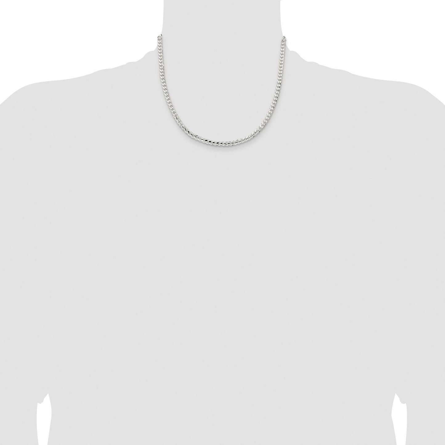 Sterling Silver Rhodium-plated 4.5mm Concave Beveled Curb Chain