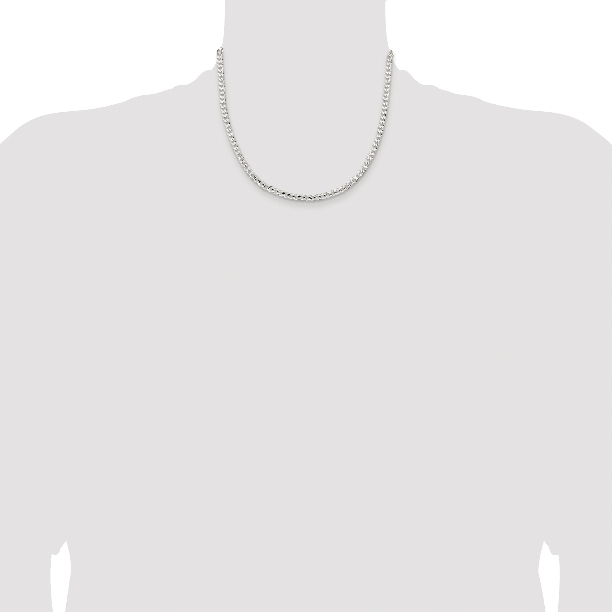 Sterling Silver Rhodium-plated 4.5mm Concave Beveled Curb Chain