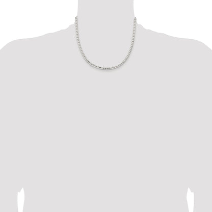 Sterling Silver Rhodium-plated 4.5mm Concave Beveled Curb Chain