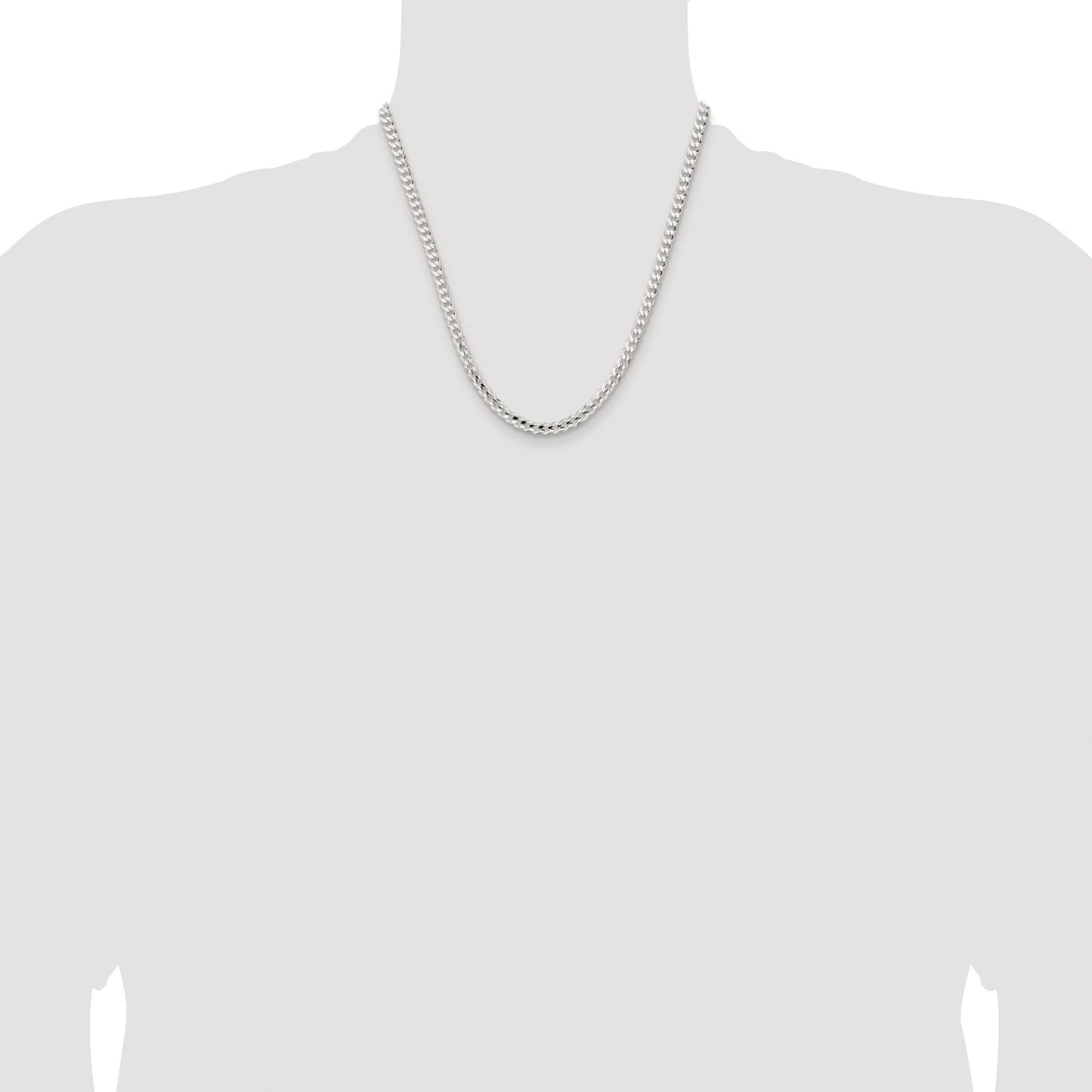 Sterling Silver Rhodium-plated 4.5mm Concave Beveled Curb Chain