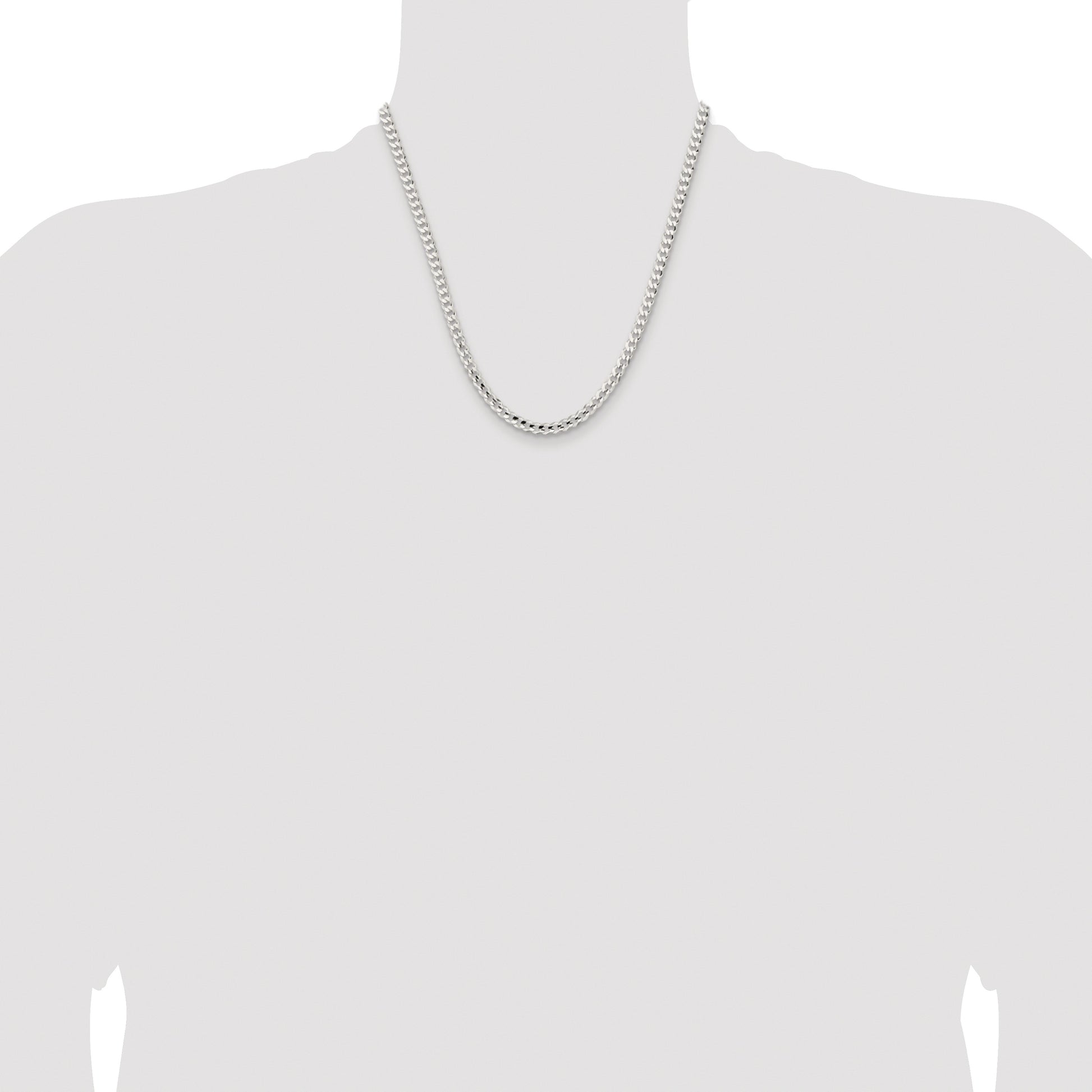 Sterling Silver Rhodium-plated 4.5mm Concave Beveled Curb Chain