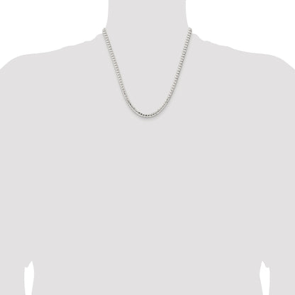 Sterling Silver Rhodium-plated 4.5mm Concave Beveled Curb Chain