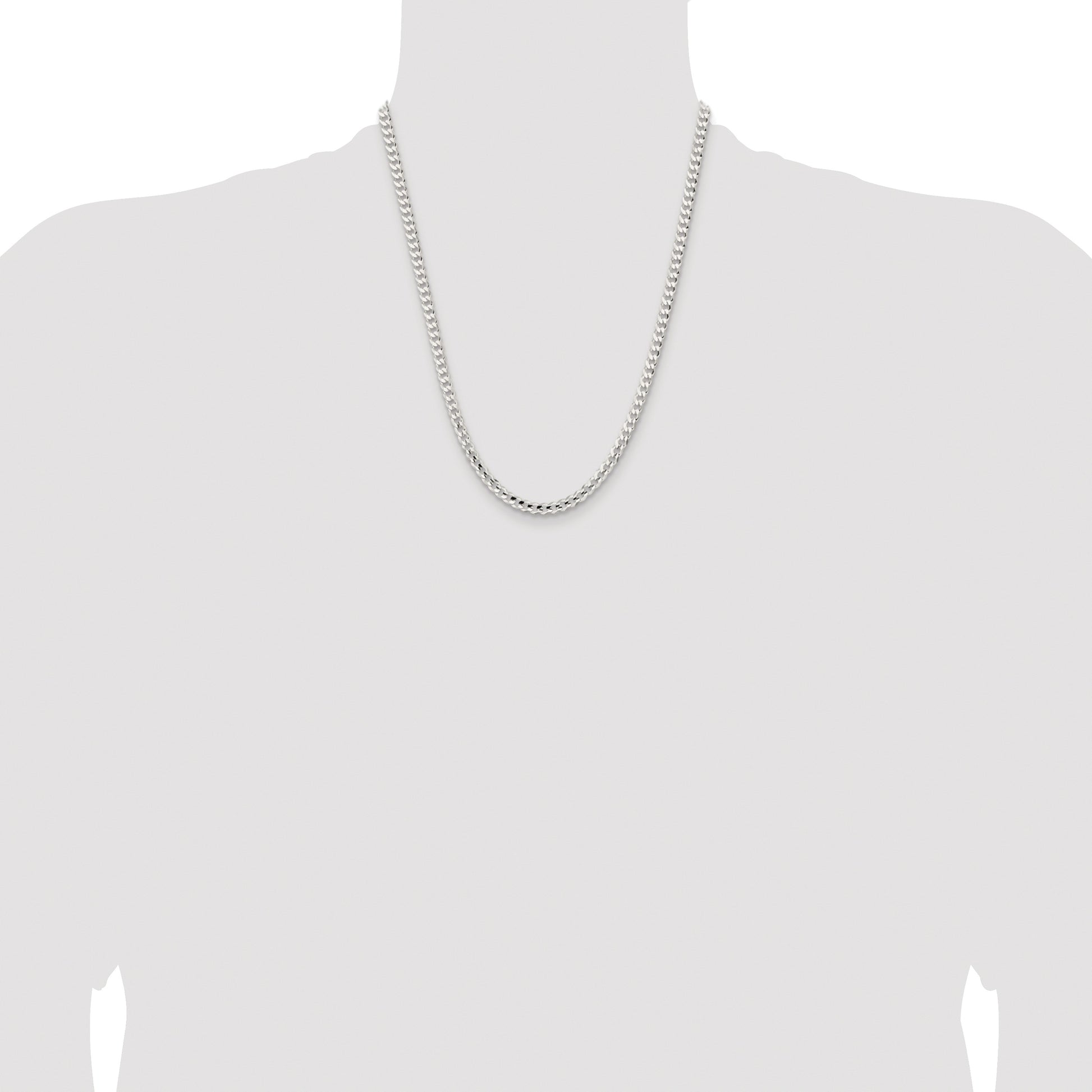 Sterling Silver Rhodium-plated 4.5mm Concave Beveled Curb Chain